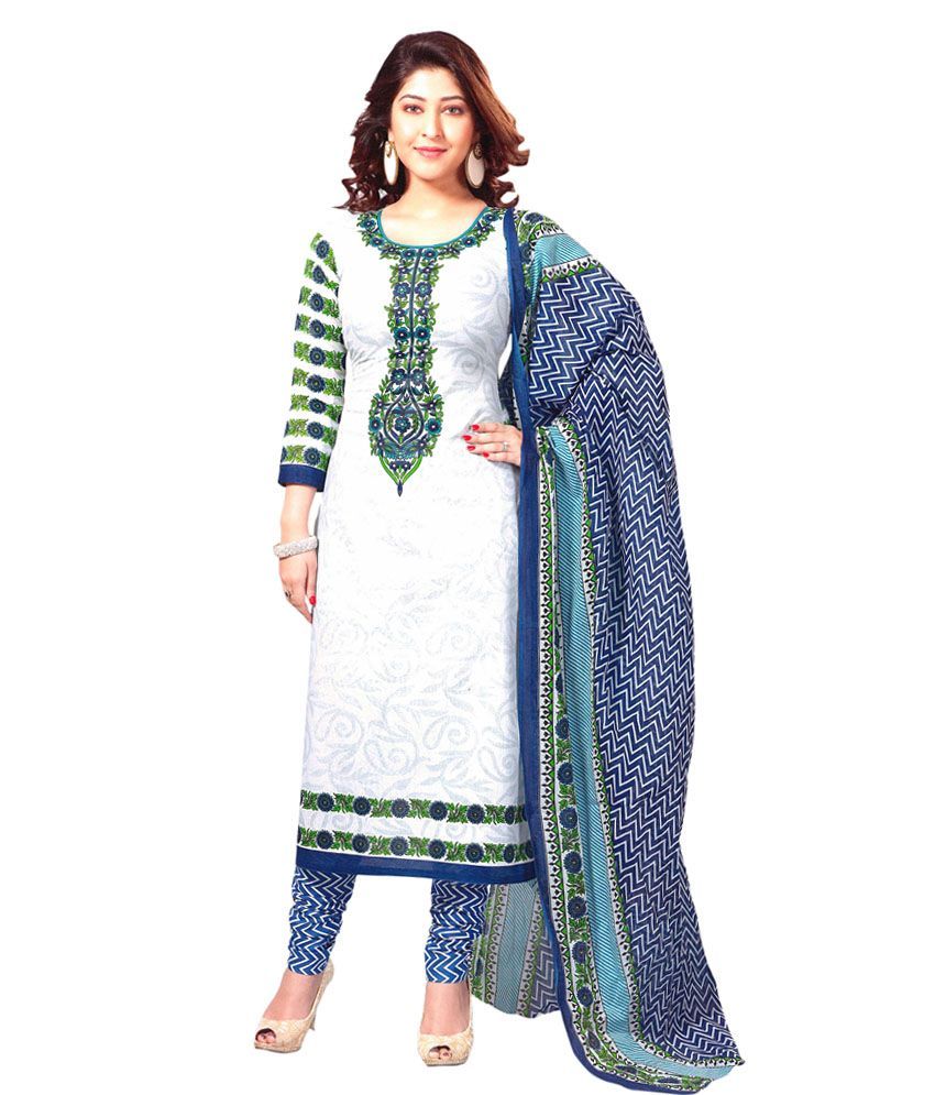 Buy Reya Blue Printed Cotton Dress Material at Rs. 699 – Shop Online at Snapdeal.com