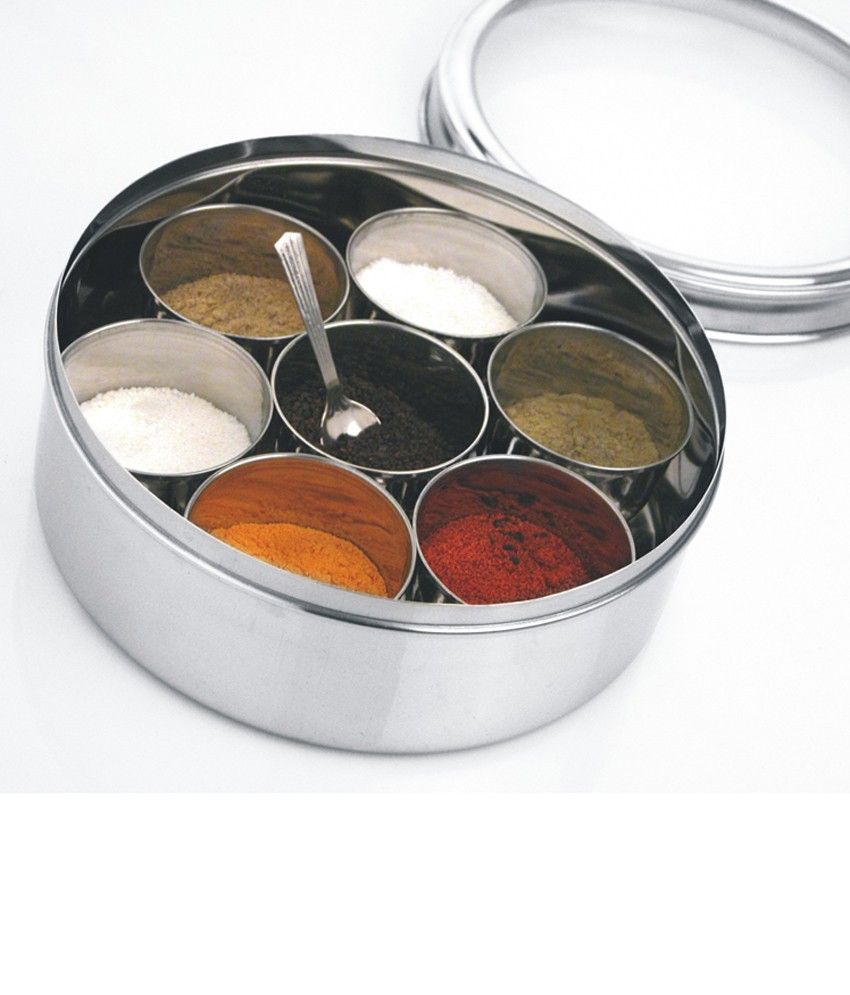 Stainless Steel Spice Box Masala Dabba (See Through Lid) 19.8 Cm