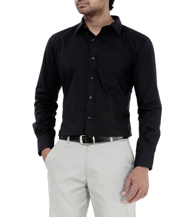 Genesis Black Formal Solid Shirt - Buy Genesis Black ...