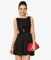 Miss Chase Black Party Polyester Medium Dresses