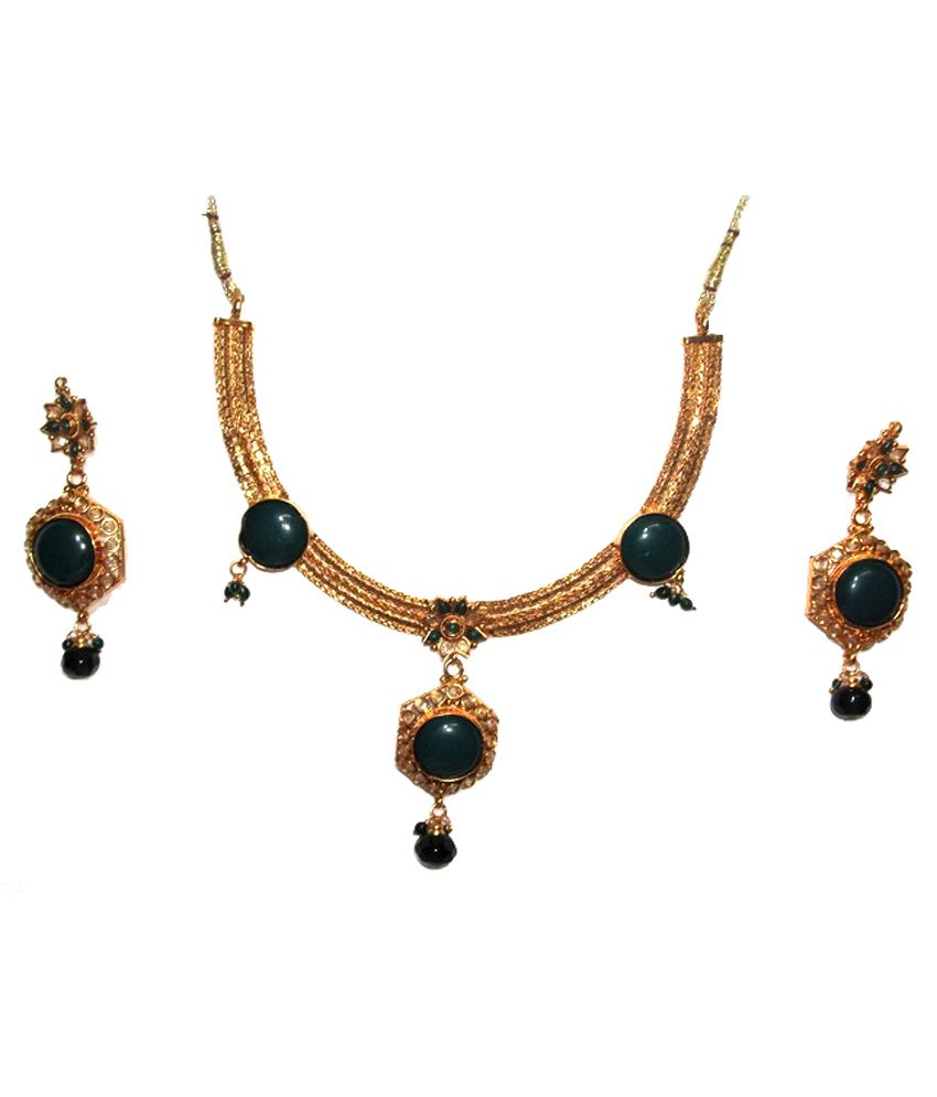 Bhagavathi Pearls Fashion Jewellery Antique Necklace Set Gold