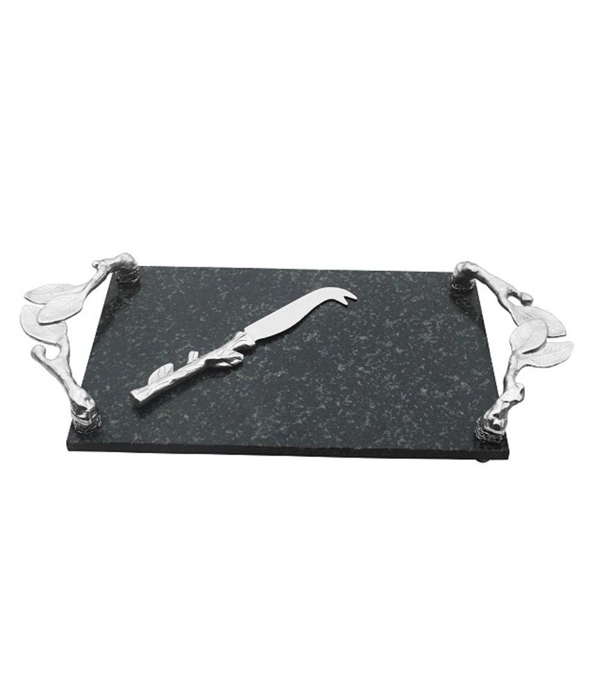 Sage Koncpt Black And Silver Others Hallow Leaf Design Platter And Knife