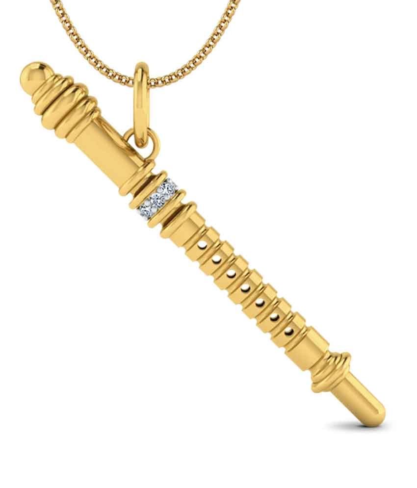 Jewel Berry Krishnas Flute Pendant Hallmark 18Kt Gold with Certified SI/IJ Diamonds Buy Jewel