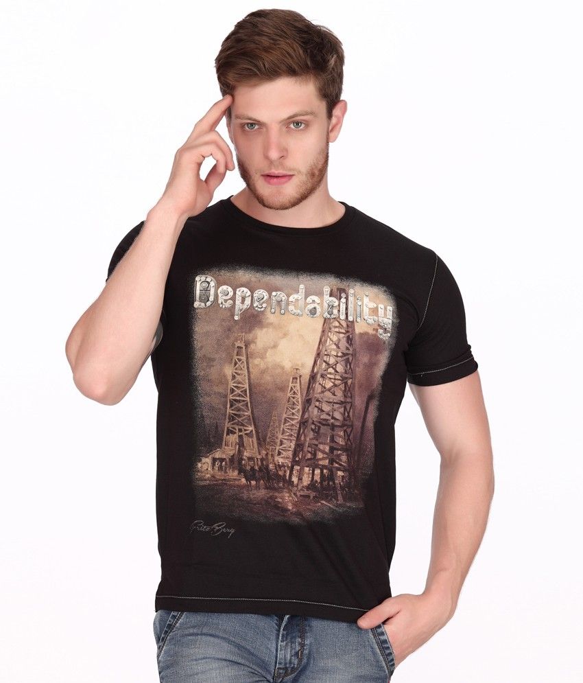 Fritzberg Black Half Cotton Round T-Shirt