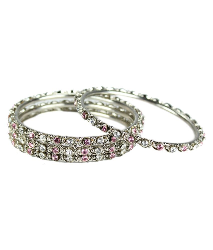 IBS Silver Artificial Bangles Jewellery(Baby Pink Stones Studded) Buy