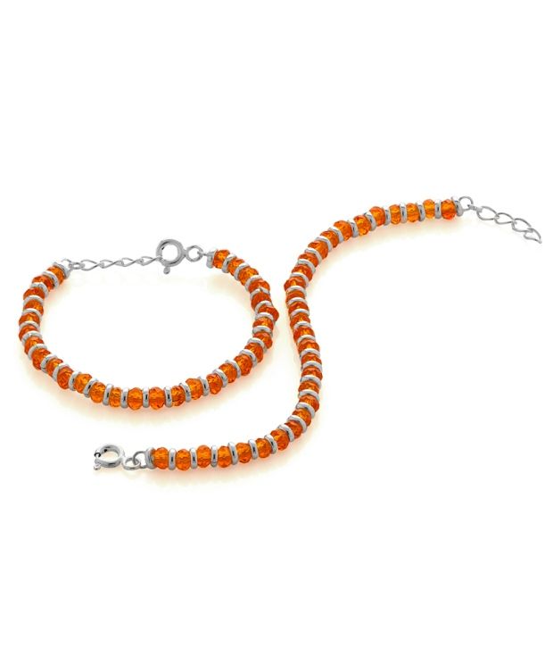 Voylla Pair of 925 Silver Kid Bracelet Featuring Sparkling Green Beads available at snapdeal for Rs.1040