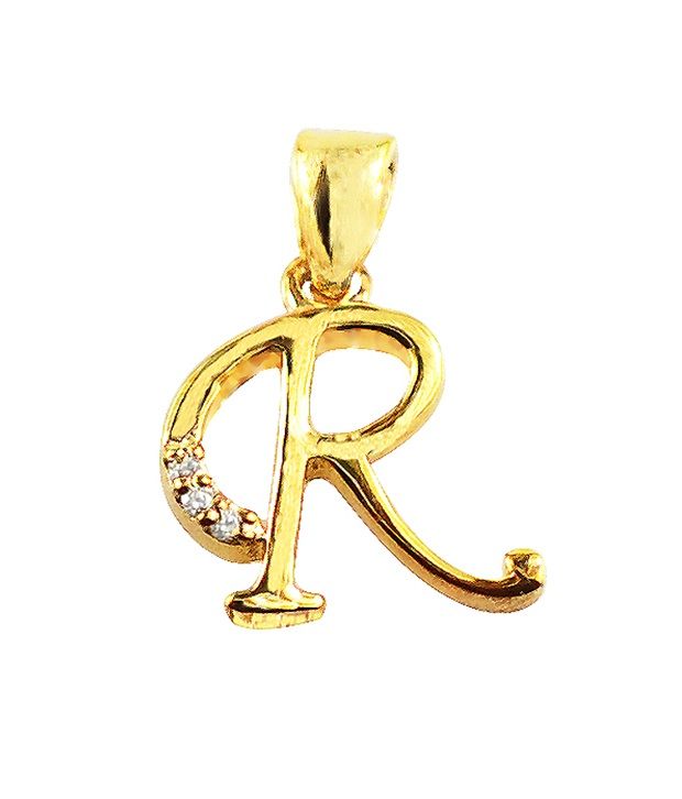 Exxotic Jewelz Gold Plated Sterling Silver R Alphabet Pendant