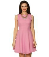 Miss Chase Pink Skater Poly Crepe Dress 