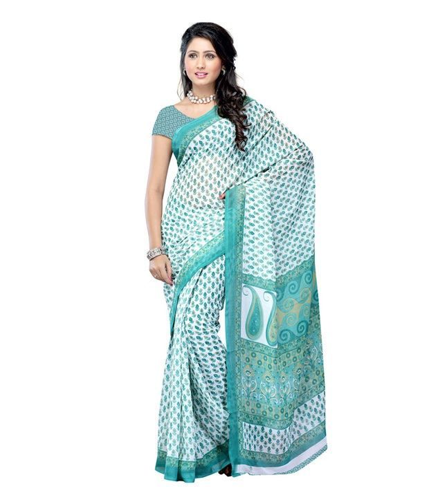 Ambaji White Colored Dani Georgette Saree available at snapdeal for Rs.299