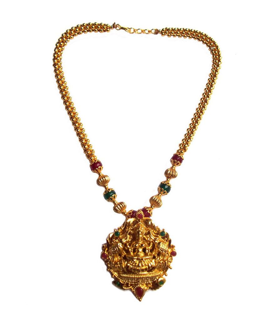 Bhagavathi Pearls Fashion Jewellery Multicolour Gold Plated Traditional Pendent Set