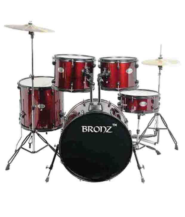 Bronz 5PC Acoustic Drum Kit With Cymbal And Drum Throne With Black
