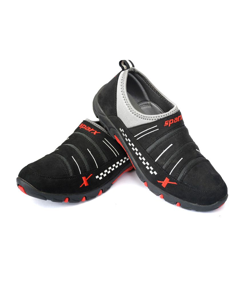 sparx shoes black and red