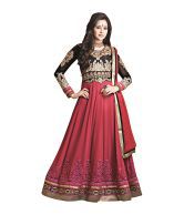 Boutiqe Collection Red Pure Georgette Embroidered Anarkali Dress Material