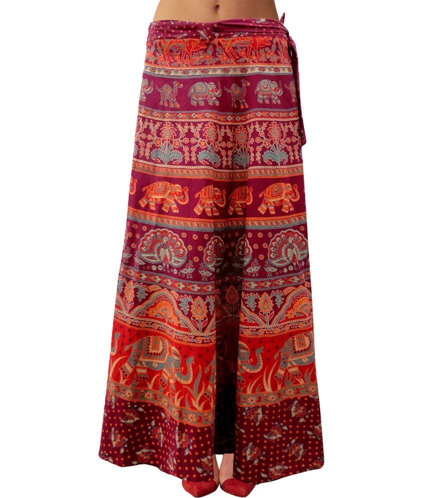Sttoffa Maroon Printed Cotton Long Skirt available at snapdeal for Rs.699