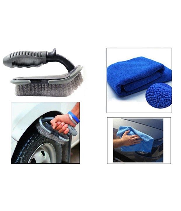 Speedwav Car Cleaning Kit Floor Mats/tyre/carpet Brush With Microfiber Cloth available at snapdeal for Rs.581