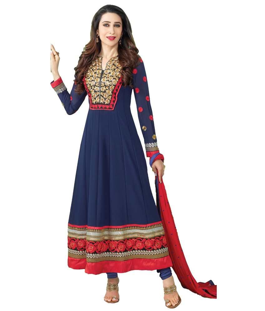 red and blue anarkali