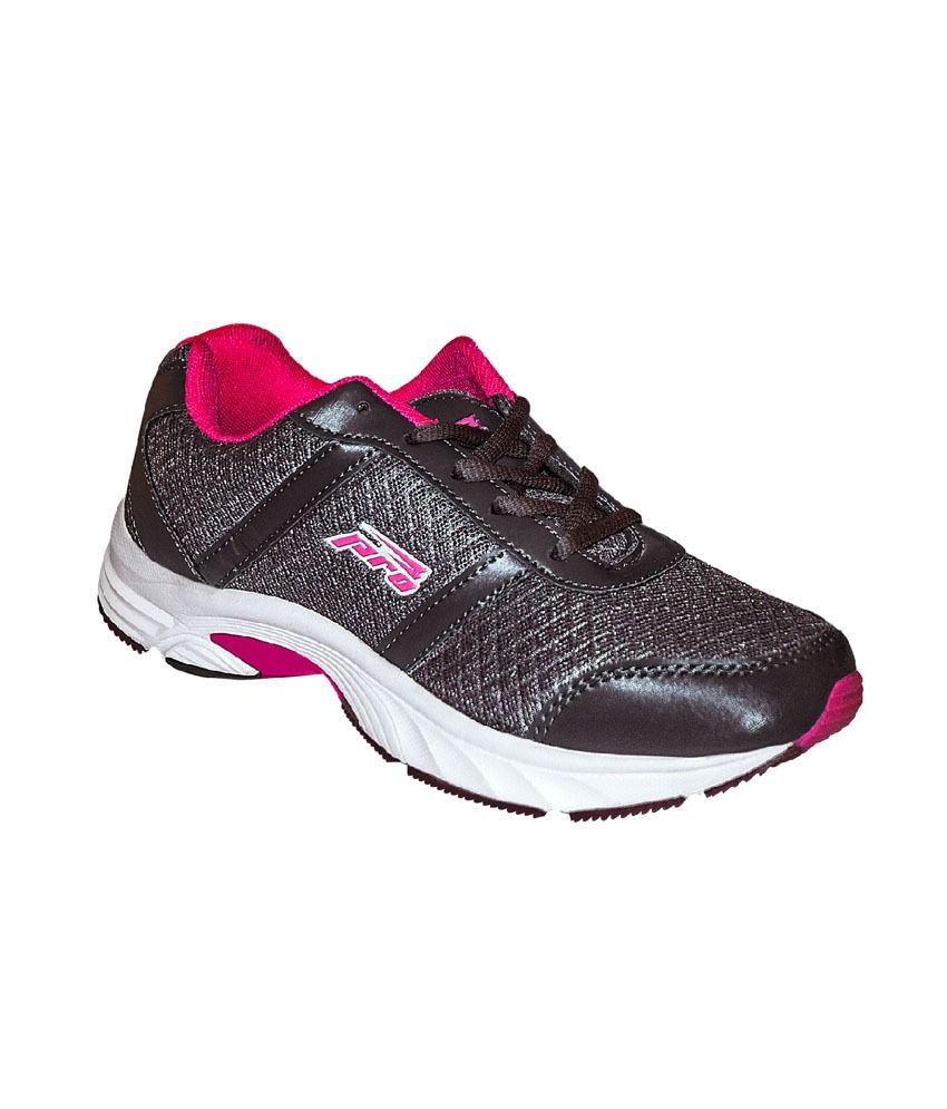 Khadim's Pro Pink And Black Lace-up Sports Sneakers