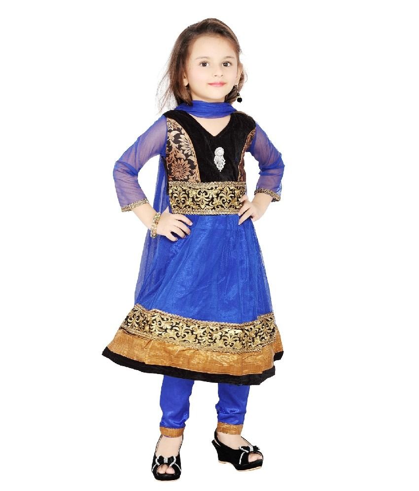 Princess Blue Net Anarkali Set For Kids available at snapdeal for Rs.461