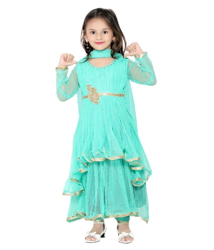 Princess Green Net Anarkali Set For Kids available at snapdeal for Rs.461