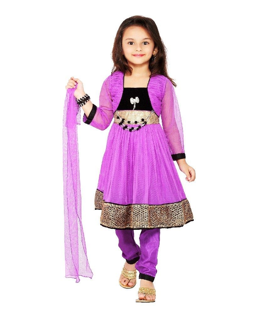 Princess Purple Net Anarkali Set For Kids available at snapdeal for Rs.461