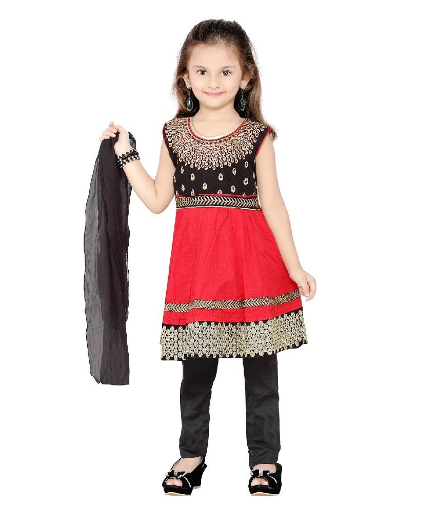 Princess Red Cotton Anarkali Set For Kids available at snapdeal for Rs.461