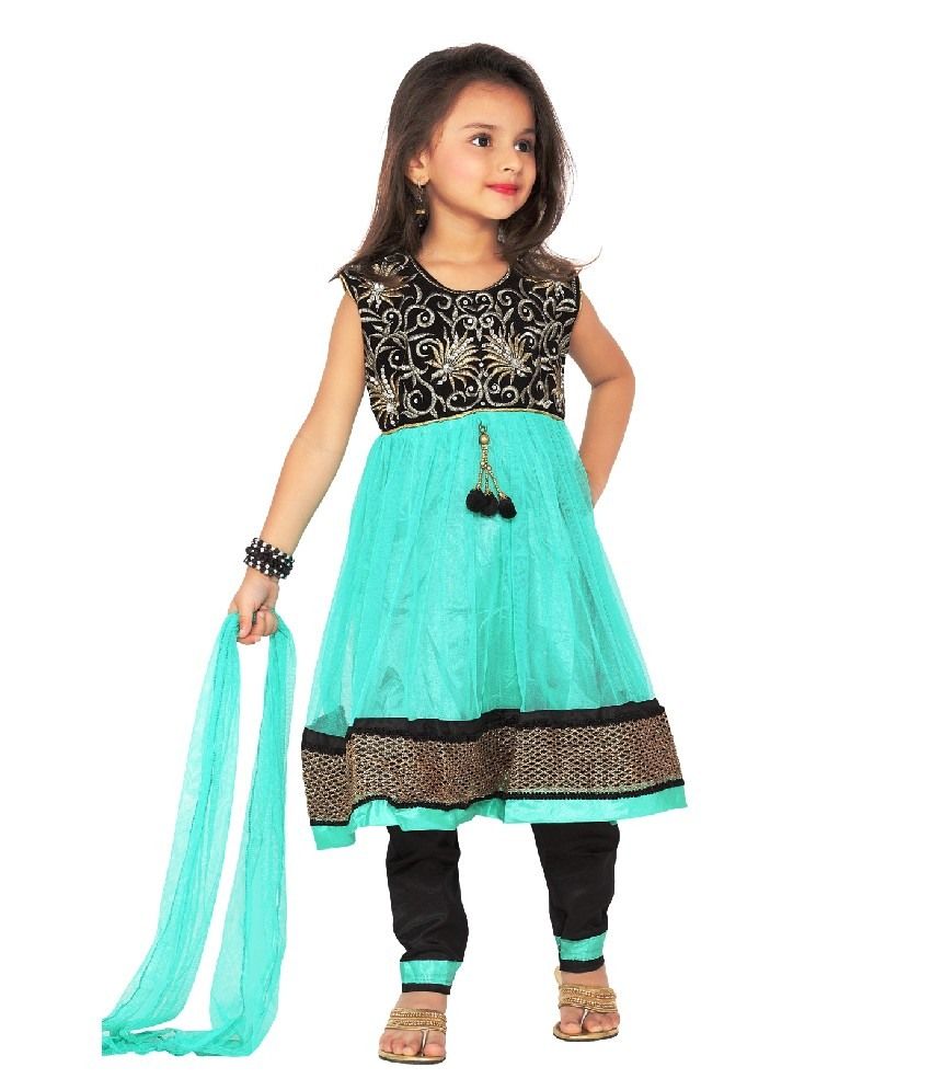 Princess Sea Green Net Anarkali Set For Kids available at snapdeal for Rs.461