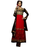 Cutie Pie Collection Red Faux Chiffon Embroidered Salwar Kameez Dress Material