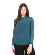 Kaxiaa Green Poly Georgette Full Sleeves Shirt