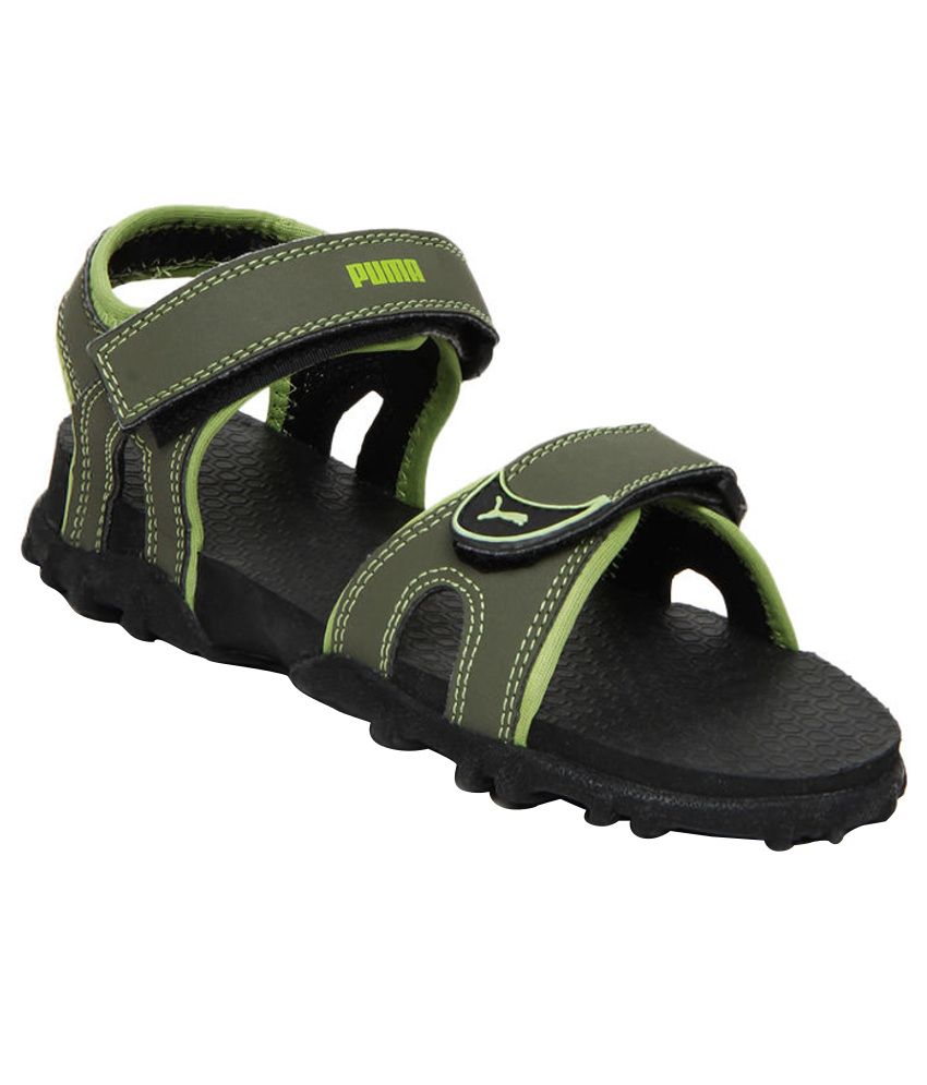 puma green floater sandals