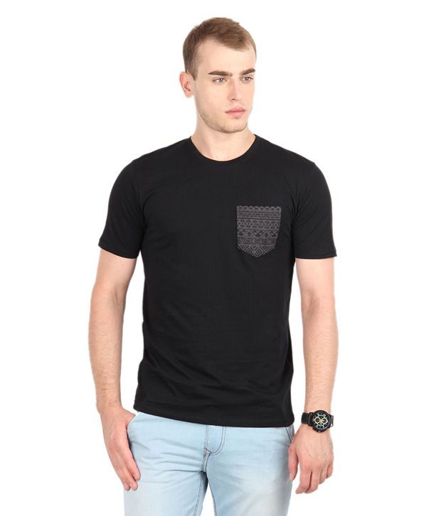 Van Heusen Black Cotton Tshirt 