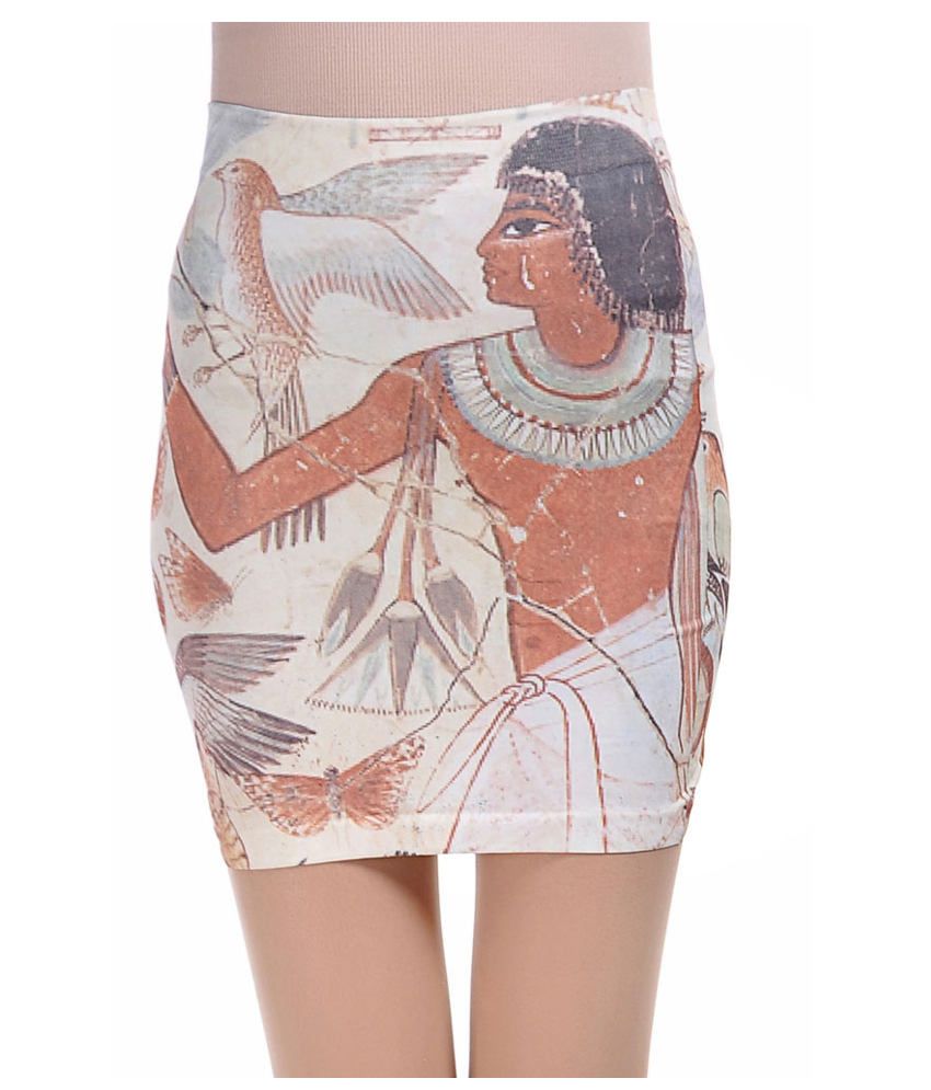 N-gal White Printed Polyester And Spandex Short Skirt available at snapdeal for Rs.210