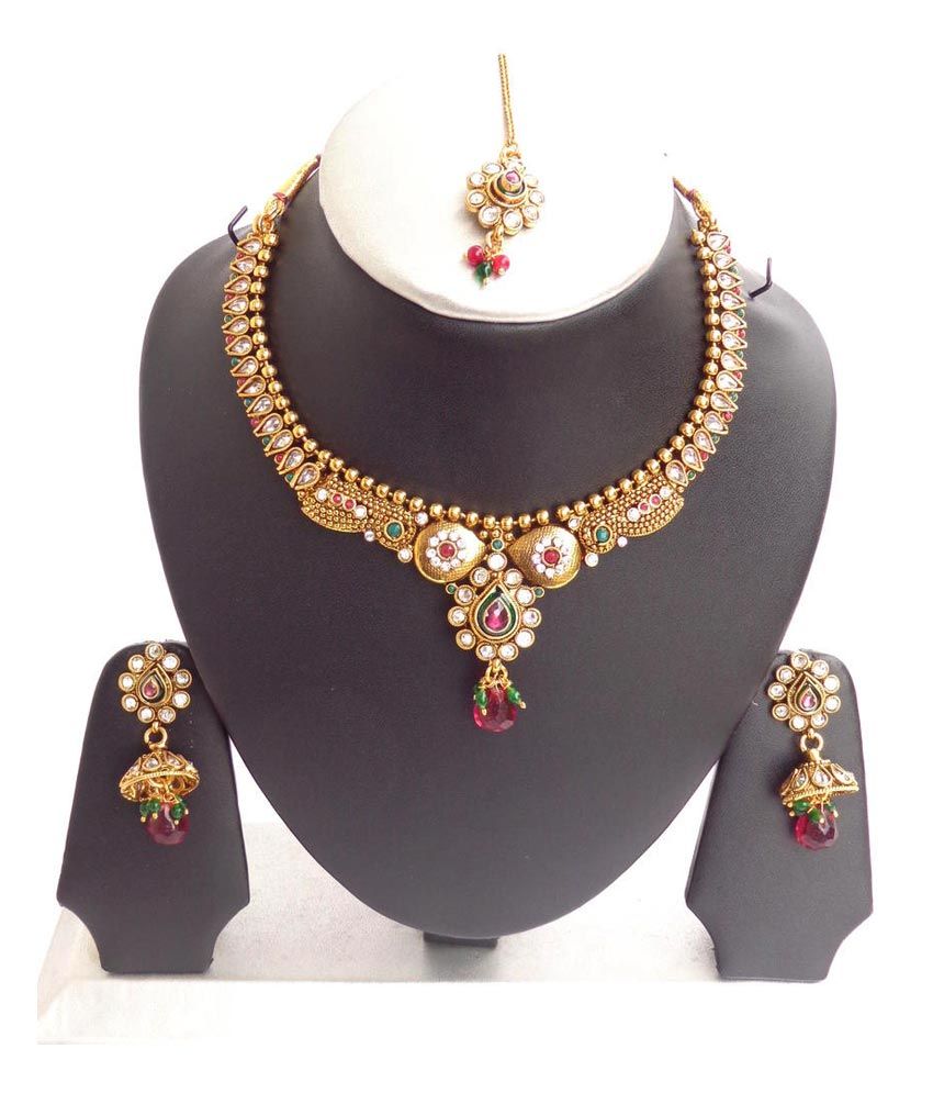 Nishiratna Antique Finishing Gold Plated 1 Gram Necklace Set available at snapdeal for Rs.1850
