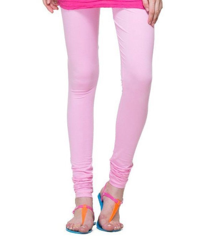 Zadine Light Pink Solid Leggings available at snapdeal for Rs.225