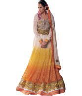 Das Designer Orange Georgette Embroidered Anarkali Dress Material