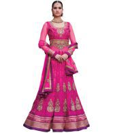 Das Designer Pink Georgette Embroidered Anarkali Dress Material 