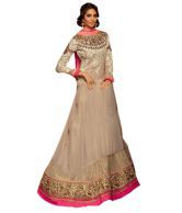 Shelina Beige Embroidered Faux Georgette Dress Material 