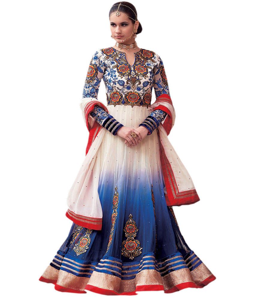 anarkali unstitched dress material online