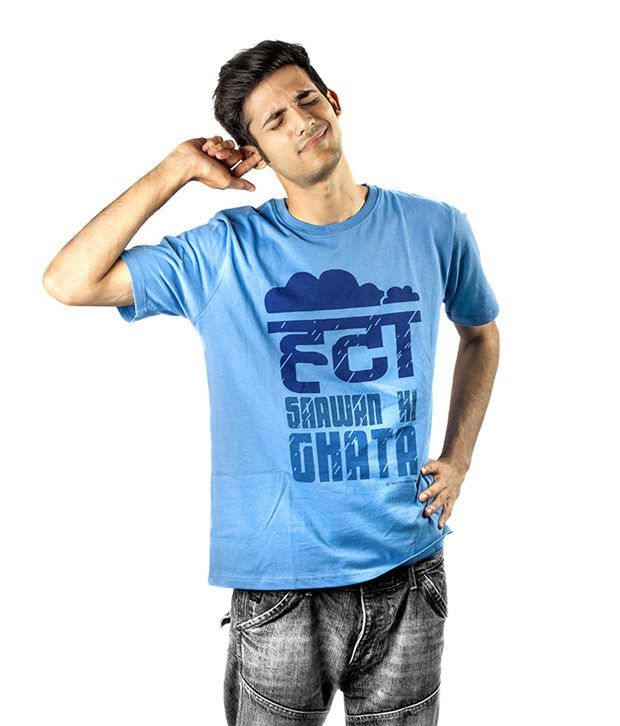 Happily Unmarried Blue Cotton Hata Sawan T-Shirt