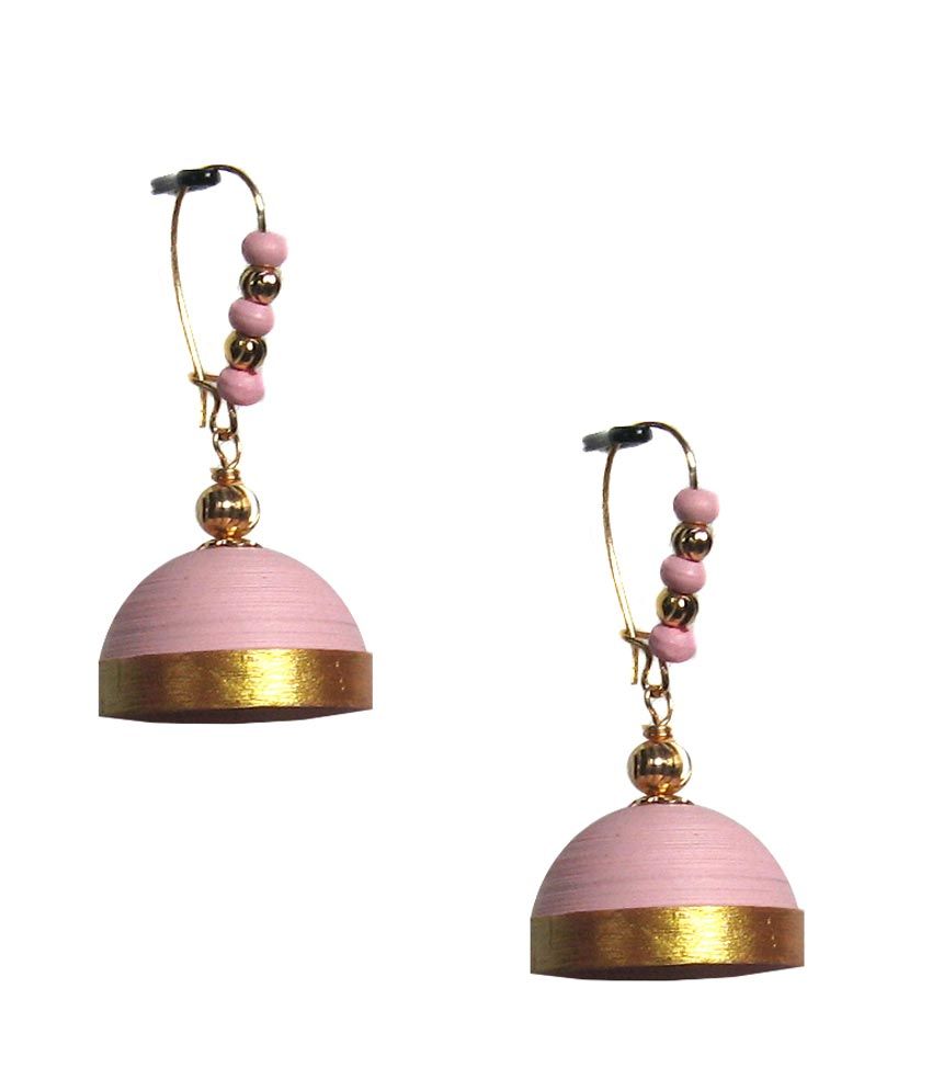Dsignstudioo Light Pink Hanging Quilled Jhumkas available at snapdeal for Rs.330