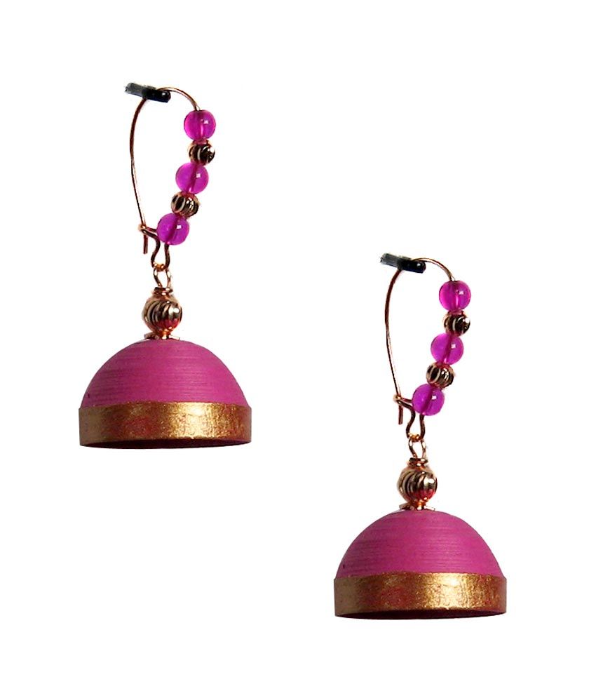 Dsignstudioo Pink Hanging Quilled Jhumkas available at snapdeal for Rs.330