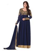 Indian Wholesale Clothing Blue Faux Georgette Embroidered Anarkali Dress Material