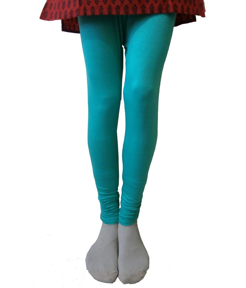 Kurti Studio Womens Stretchable Colorful Sea Green Cotton Lycra Chudidar Legging, Large available at snapdeal for Rs.191