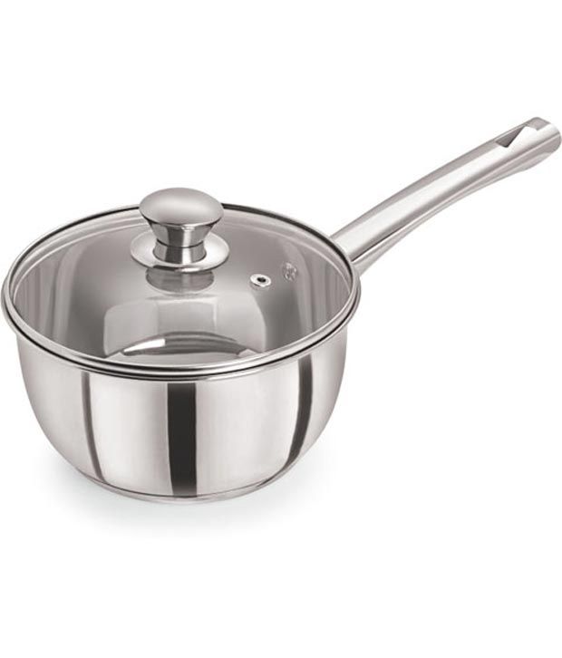 Pristine Induction Compatible Sandwich Base Souce Pan With Glass Lid, 16 Cm available at snapdeal for Rs.553