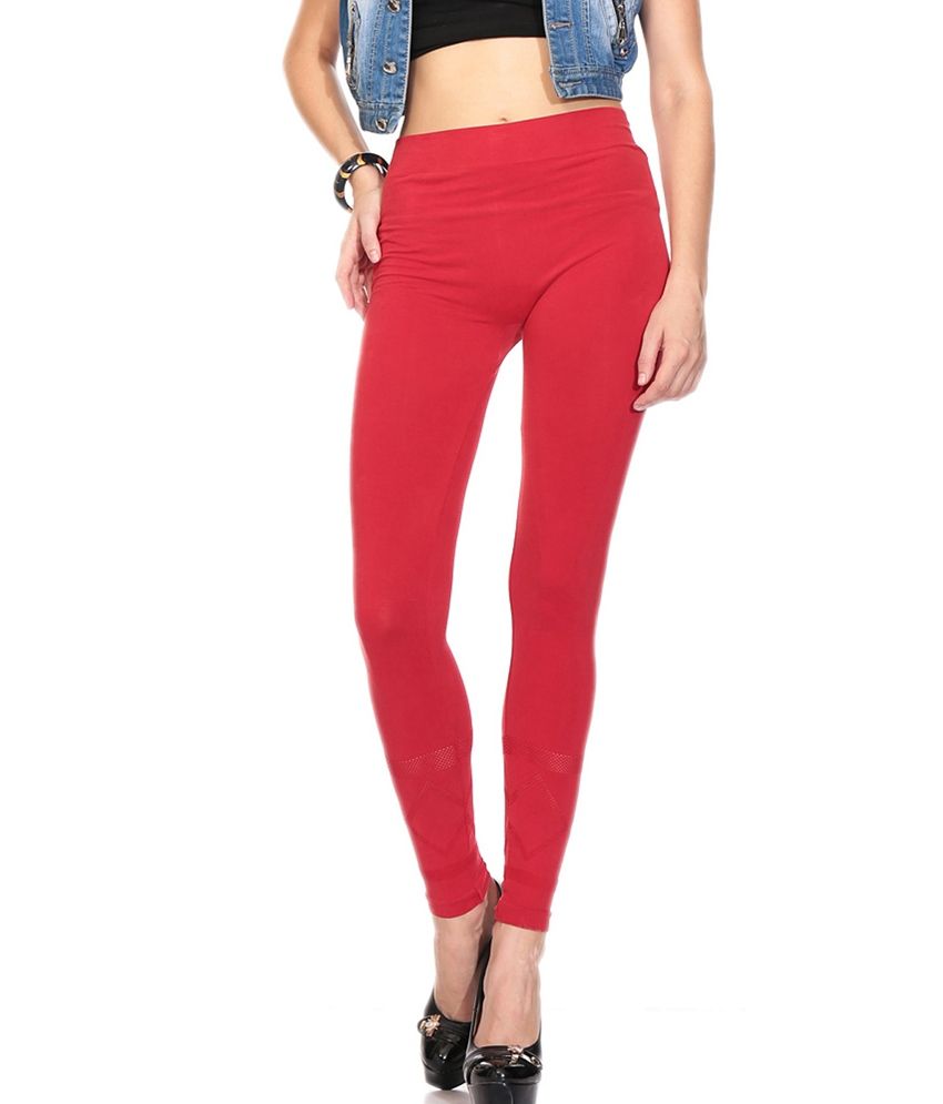 Tsg Breeze Treat Red Cotton Leggings available at snapdeal for Rs.349