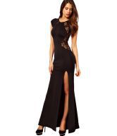 Dress Kart Black Maxi Dress With Lace Back And Fishtail