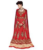 Kanheyas Maroon Pure Georgette Embroidered Anarkali Gown Dress Material