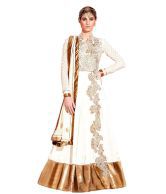 Kanheyas White Pure Georgette Embroidered Anarkali Gown Dress Material