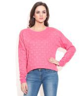 Vero Moda Pink Cotton Round Neck Pullovers 