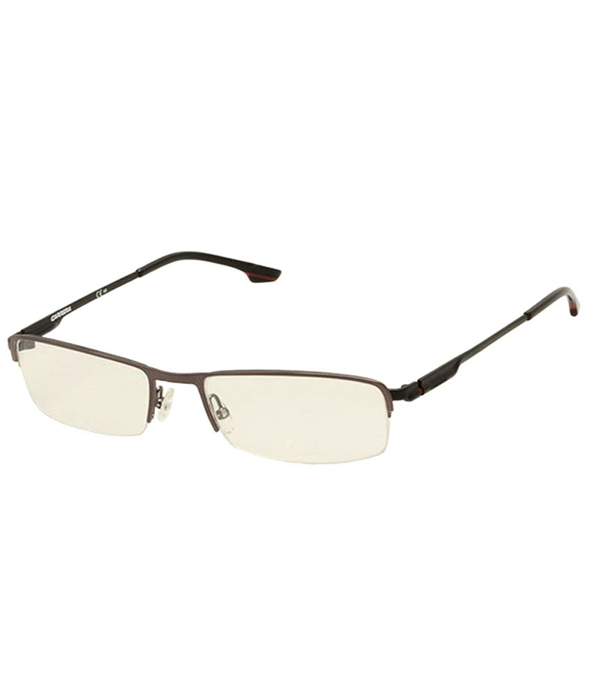 Carrera CA7589 Gray Black Rectangle Half Rim Unisex Power Eyeglasses with Crizal Forte UV Essilor lenses