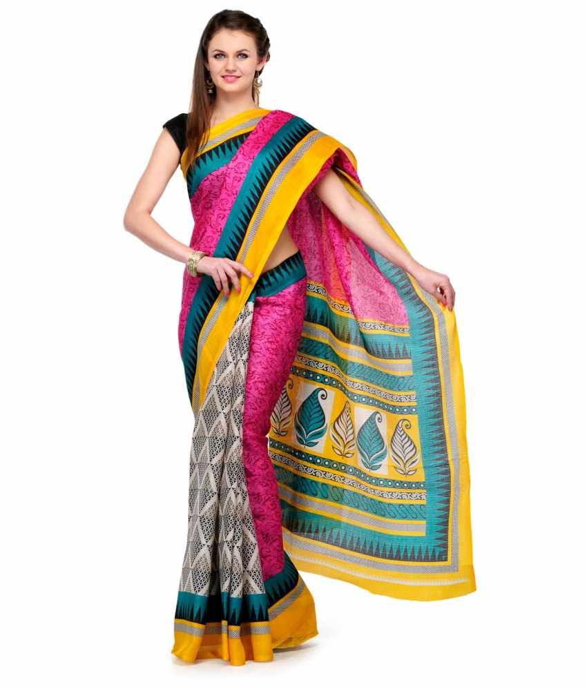 Studio Shubham Pink Printed Art Silk Saree available at snapdeal for Rs.249